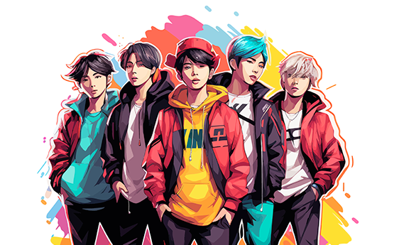 groupe des BTS en dessin danse K-POP polyèdre seynod annecy