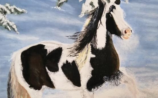 exposition magali dorion peinture à l'huile cheval polyèdre seynod annecy