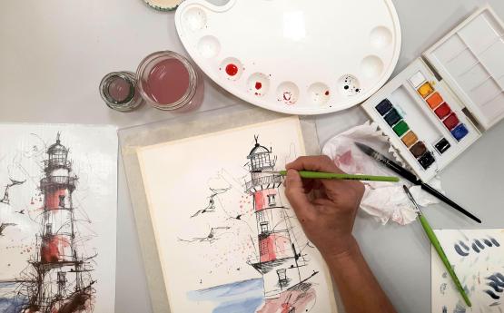 aquarelle géraldine bruneau polyedre annecy