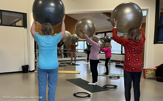 groupe de séniors avec ballons de gym polyèdre seynod annecy