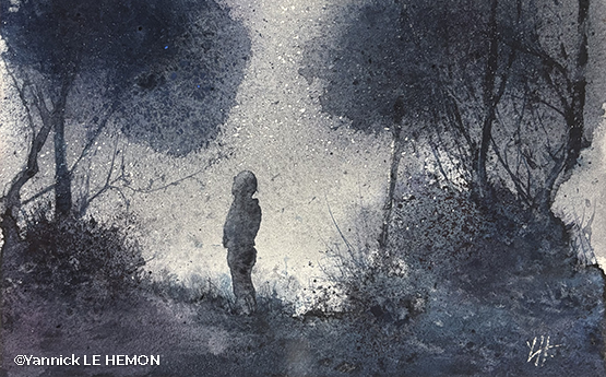 aquarelle monochrome yannick le hemon polyèdre seynod annecy