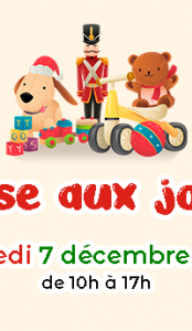 visuel bourse aux jouets polyèdre 2024 avec père noël et lutin