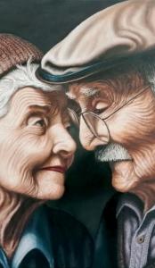 homme et femme seniors peinture à l'huile