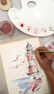 aquarelle géraldine bruneau polyedre annecy