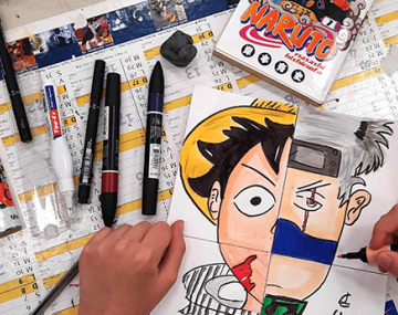 mains enfants avec feutre pour dessin manga luffy polyèdre seynod annecy