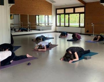personnes sur tapis position yoga polyèdre seynod annecy