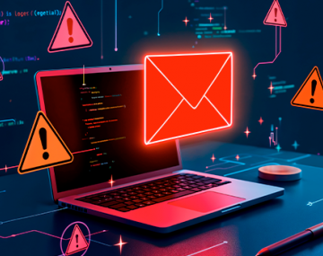 ordinateur avec des panneaux attentions et mails polyèdre seynod annecy