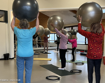 groupe de séniors avec ballons de gym polyèdre seynod annecy